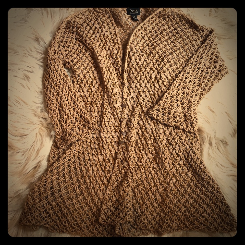 Purehand Knit Tan Cardigan Size L/XL